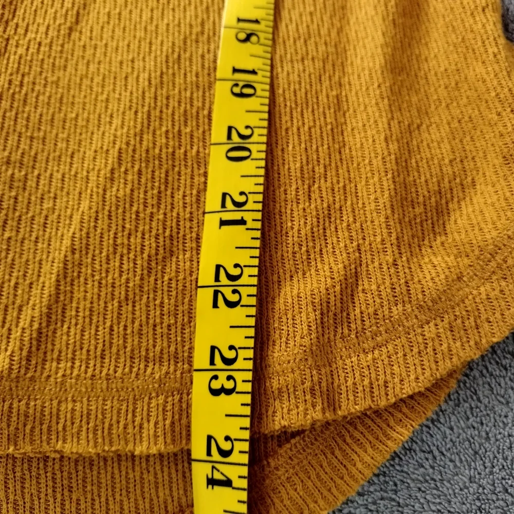 Free People We The Free Mustard Yellow Rainbow Embellished Thermal Top Sz S
